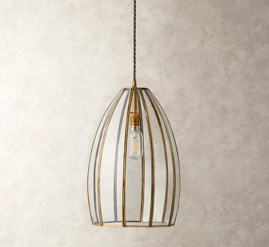 Marge Pendant Light In Brass And Glass, 41x25cm