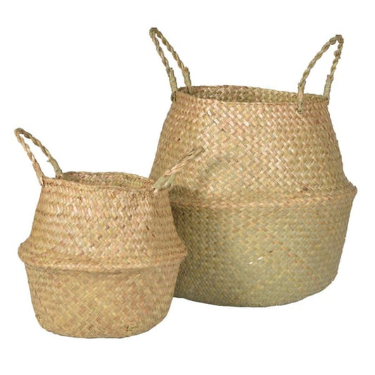 Set of 2 Natural Grass Baskets