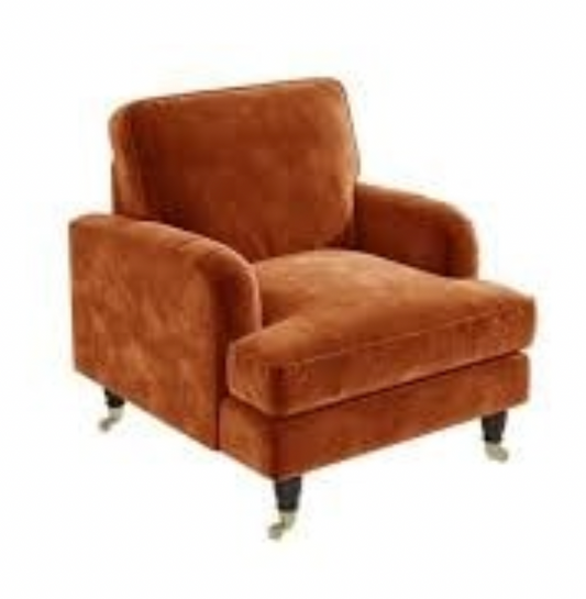 Opulence Orange Velvet Armchair - Payton, 86x78x85cm