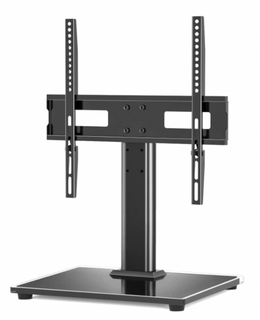 Universal Table Top TV Stand for 22”-55” LED LED Plasma Flat and curved TV Pedestal with 8mm Tempered Glass Base & Cable Management Height Adjustable Holds 40kg Max. VESA 400x400mm