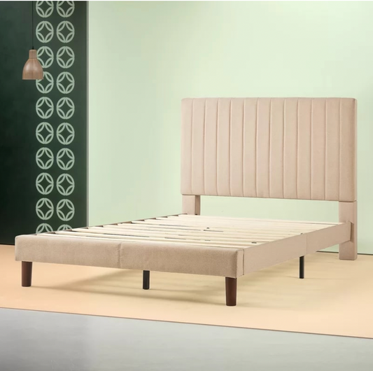 Upholstered Platform Double Bed, 201.17x141.48x129.03cm
