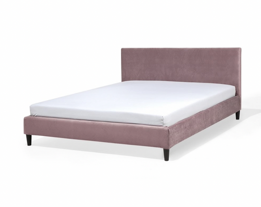 Velvet EU Super King Size Bed Pink FITOU, 190x214x87cm
