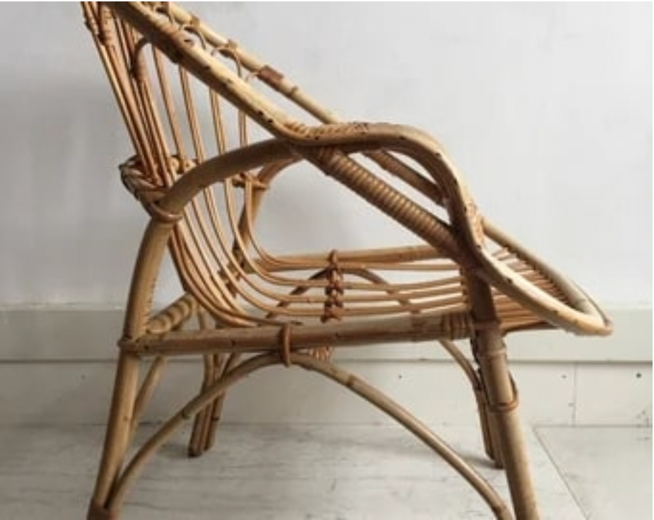 Vintage Bamboo chair with arms, 60x60x80cm