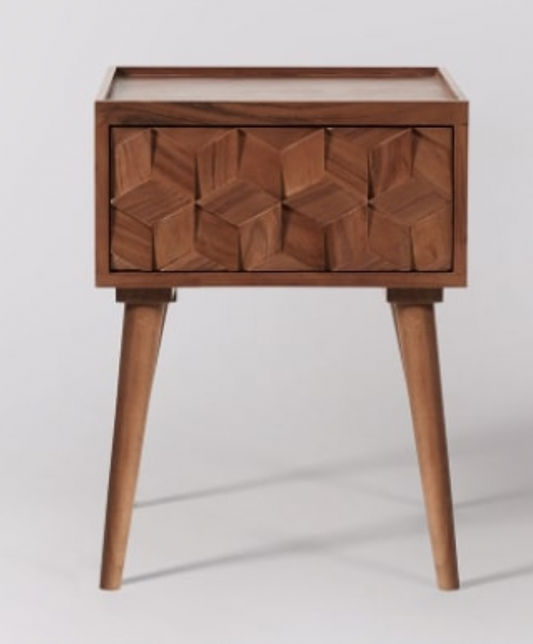 Terning Bedside Table, Acacia, 39x39x52cm