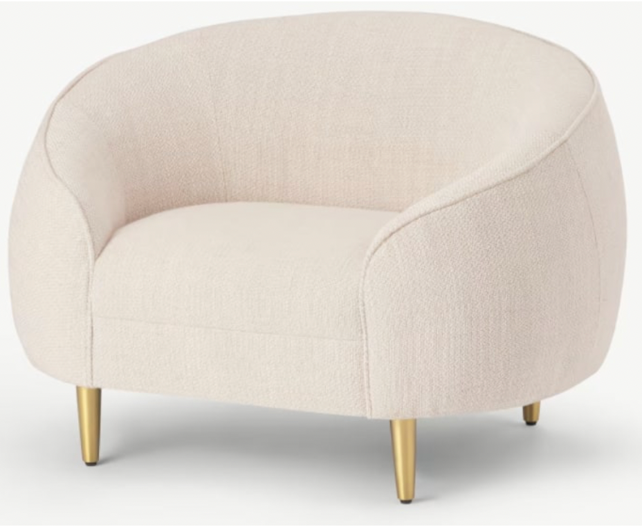 TRUDY ARMCHAIR IN OATMEAL TEXTURED BOUCLE, 80x105x70cm