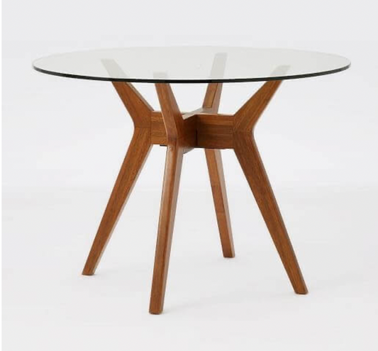 West Elm Jensen Round Glass Dining Table, 107x107x76cm