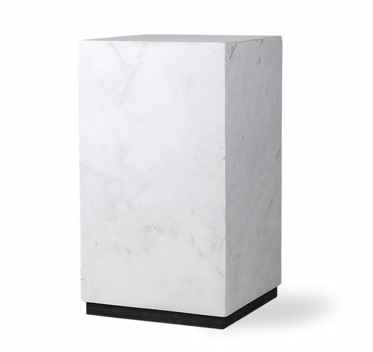 white marble block table, 25x25x42cm