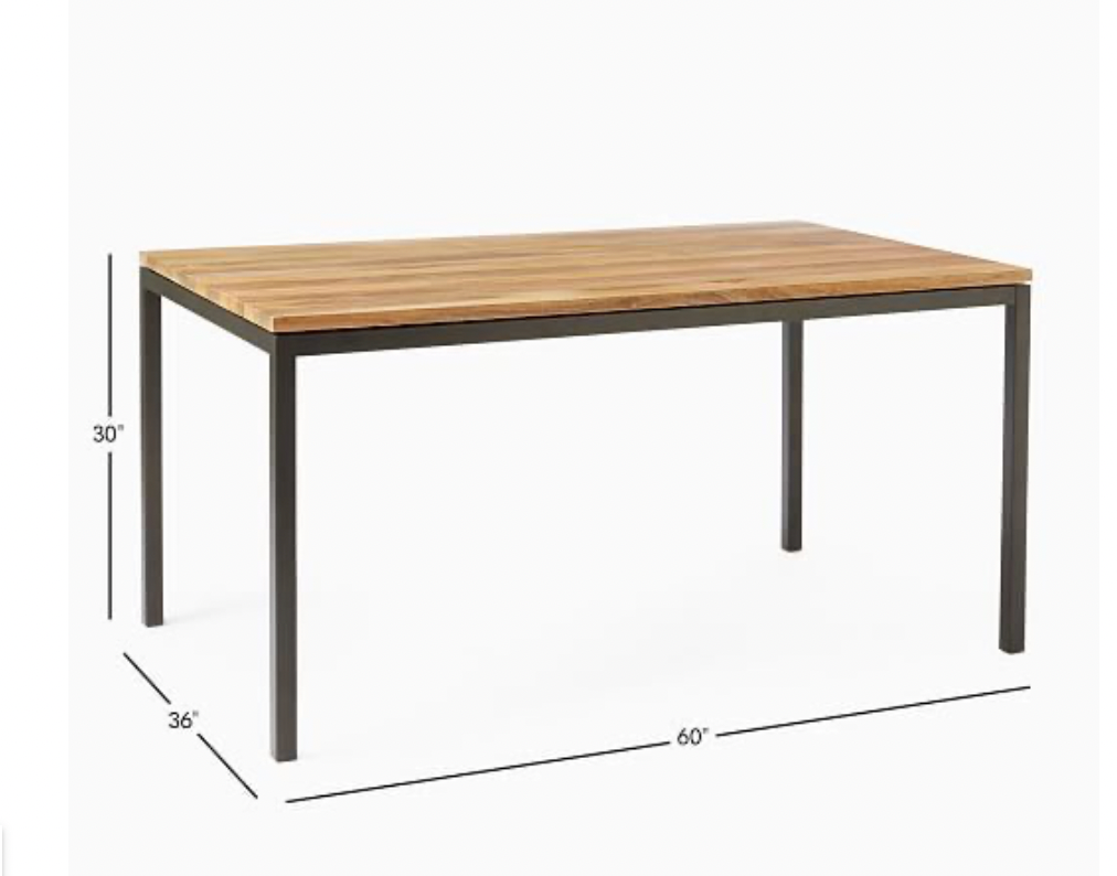 West Elm 8 Seater Box Frame Dining Table, 88x56x24cm