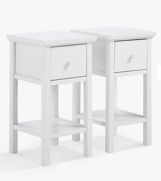 JOHN LEWIS AND PARTNERS WILTON 2 X BEDSIDES 1 DRAWER COMPACT WHITE