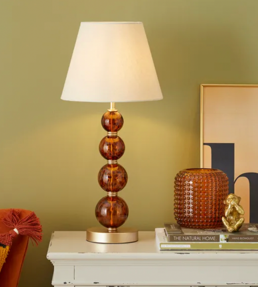 Keanu Glass Table Lamp Tortoiseshell, 57.5x27cm