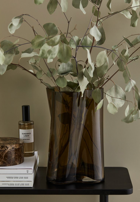 Tall glass vase, Beige
