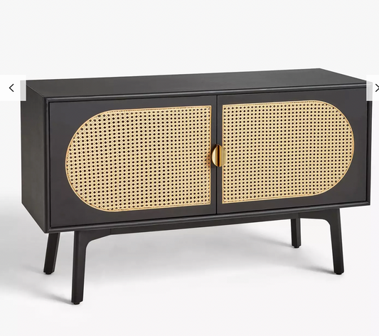 JOHN LEWIS & PARTNERS RATTAN SIDEBOARD IN BLACK AND NATURAL, 70.5x120x45cm