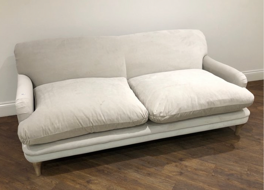 PUDDING LARGE 3 SEATER IN MOON DUST CLEVER VELVET - AUCTIONED