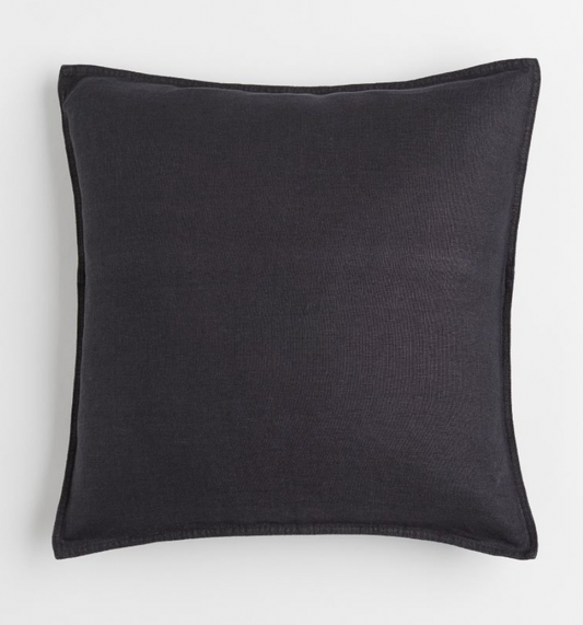 Washed Linen Cushion Cover, Anthracite Grey 50x50