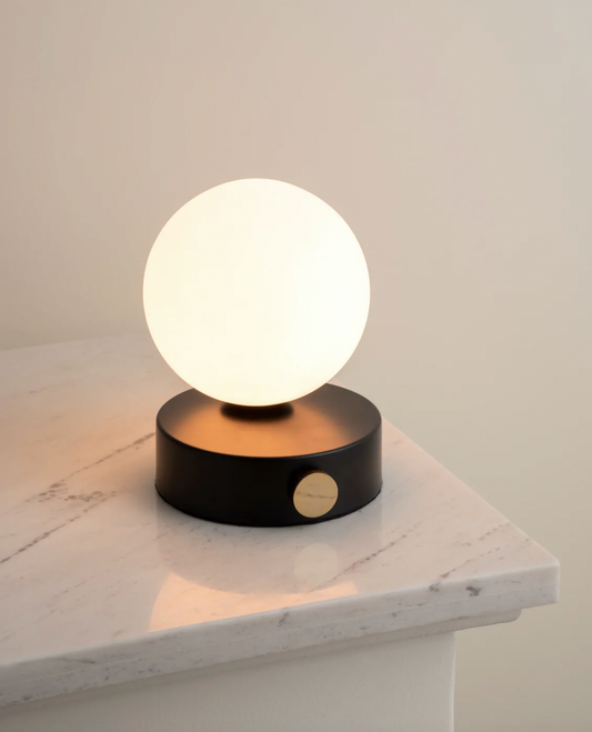 Ducie - 1 light matt black and opal ball table lamp
