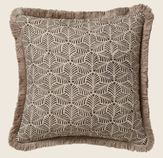 Nostell Leaves Cushion Cover - Charcoal