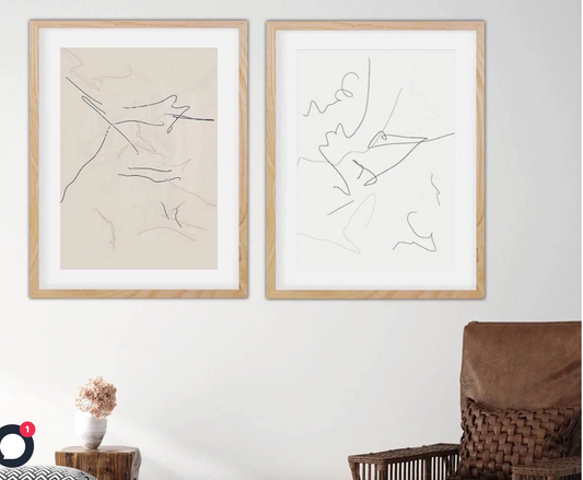 MODERN NEUTRAL LINE ART - PRINT SET OF 2