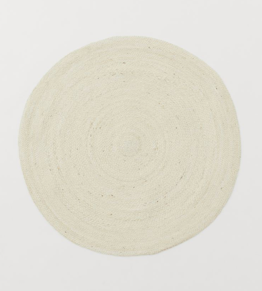 Round jute  rug - 110cm, Natural White