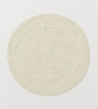 Round jute  rug - 110cm, Natural White