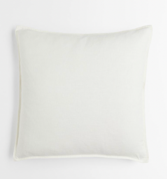 Washed Linen Cushion Cover, White 50x50