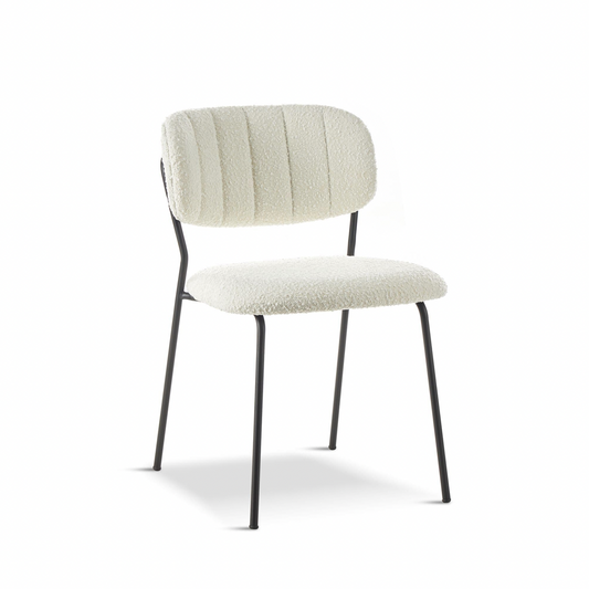 CAROL White Boucle Dining Chair, 55x48.5x76cm