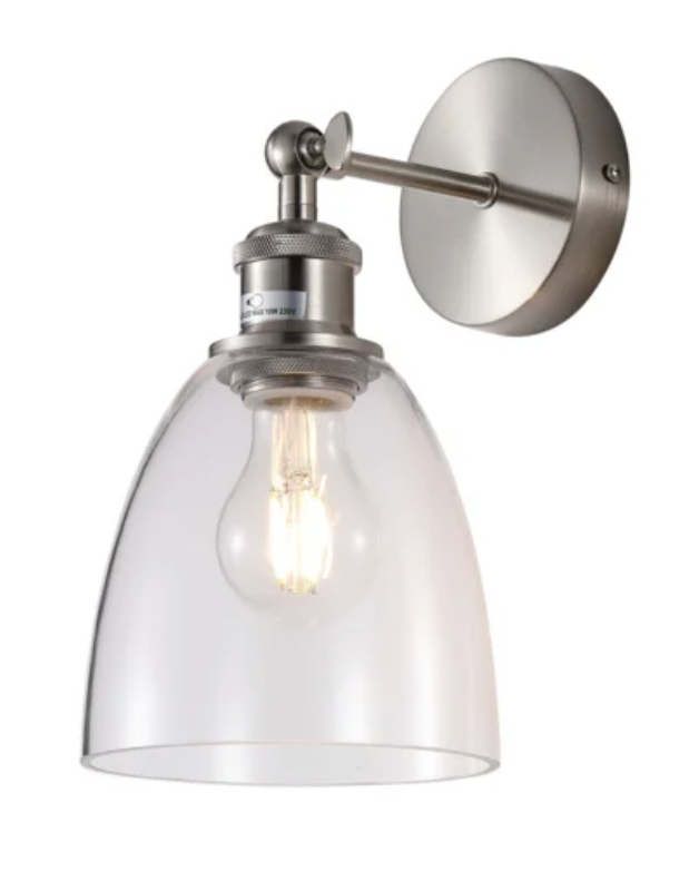 Light Satin Silver Candle Wall Light, 27x14x25cm