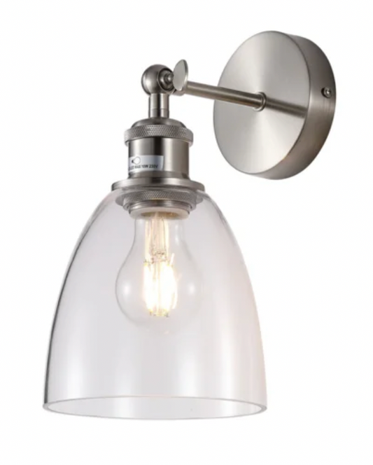 Light Satin Silver Candle Wall Light, 27x14x25cm