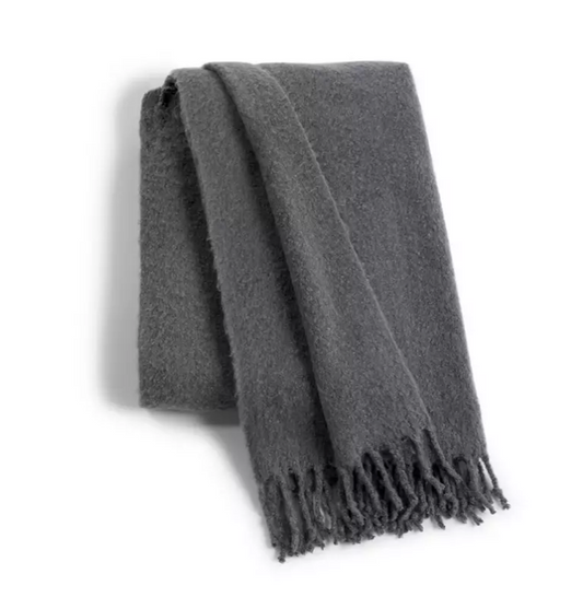 Habitat Faux Mohair Throw - Charcoal