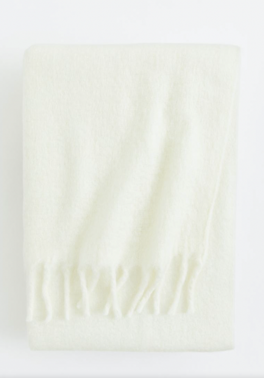 Wool-blend blanket, White 130x170cm