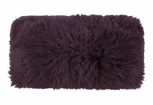 New Zealand Sheepskin Cushion - 28x56cm - Aubergine