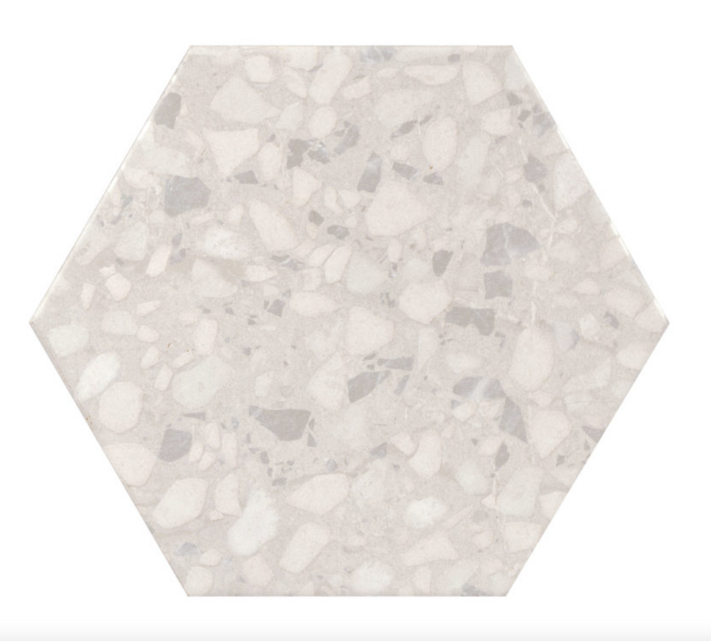 Zappa White Terrazzo Effect Porcelain - Hexagonx230x9
