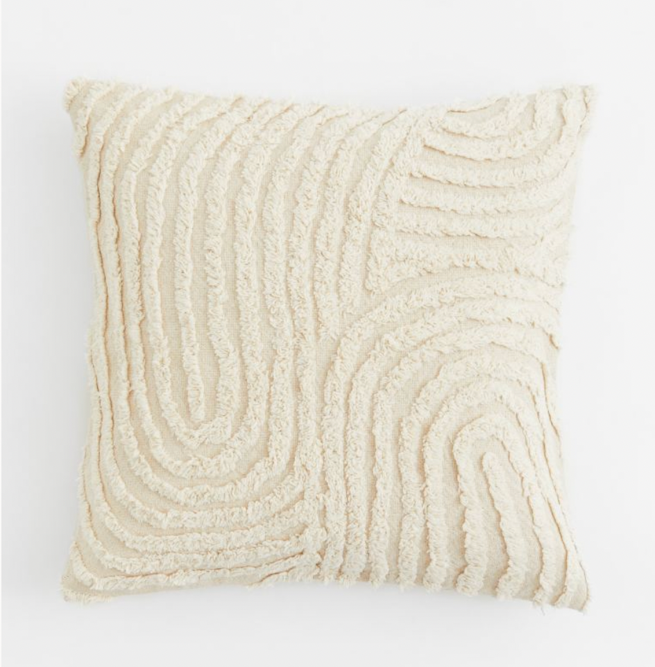 Cotton Cushion Cover, Light beige/Patterned 50X50cm