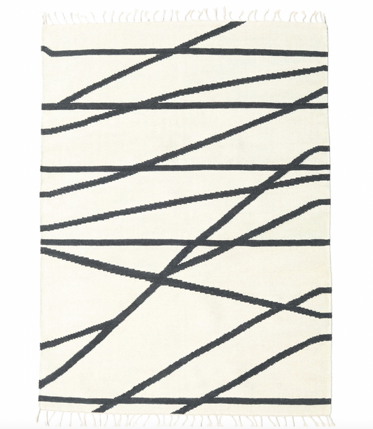 Cross Lines - Off white / Black 160cm x 230cm