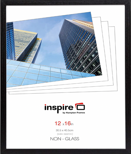 Hampton Frames OXFORD 12x16 (30x40cm) Black Picture Poster Photo Frame Plexi (Non-Glass)