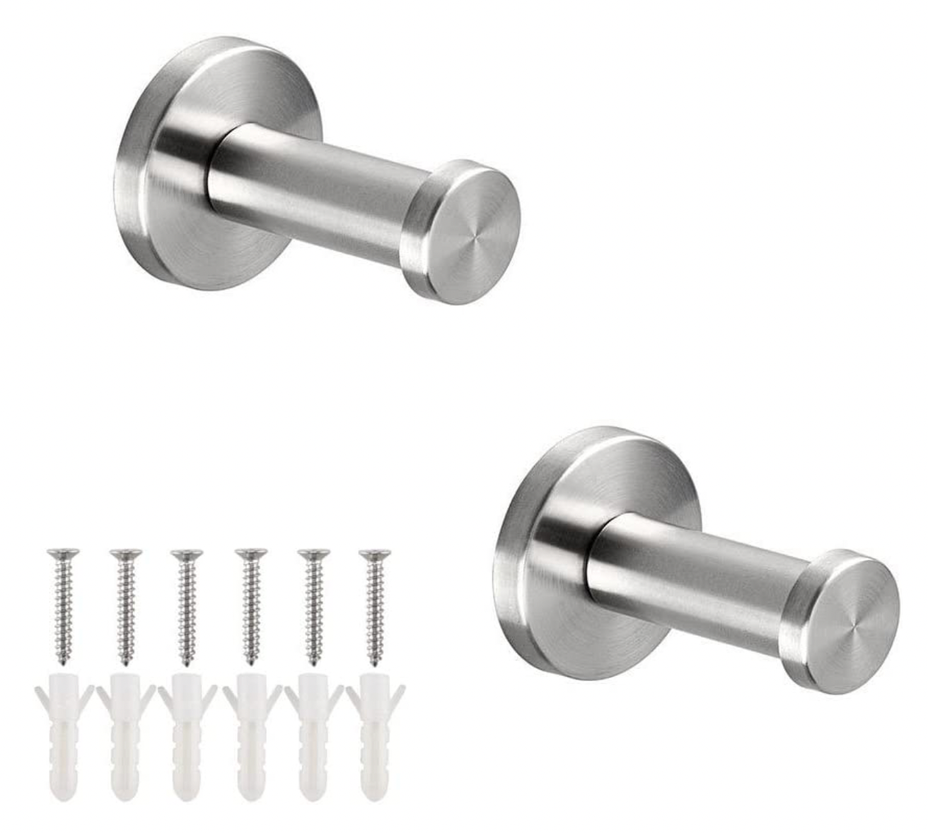 Stainless Steel Wall-Mount Robe Hook - 2 pack