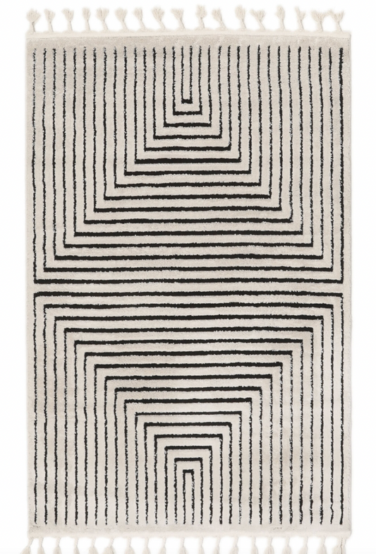 Larache - Cream white / Black 200x300 cm