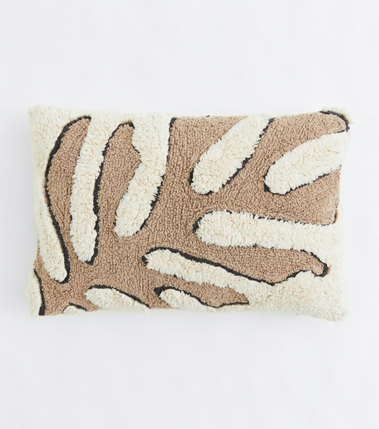 Tufted cushion cover - Light beige/Leaf 40x60