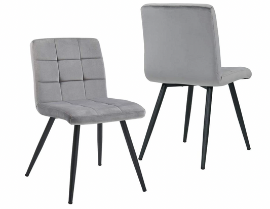 Cubana Velvet Upholstered Kitchen Dining Chair - (Grey, Velvet), 54.5D x 43.5W x 81.5H