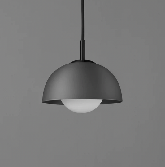 Porsa - 1 light matt charcoal and smokey porcelain pendant