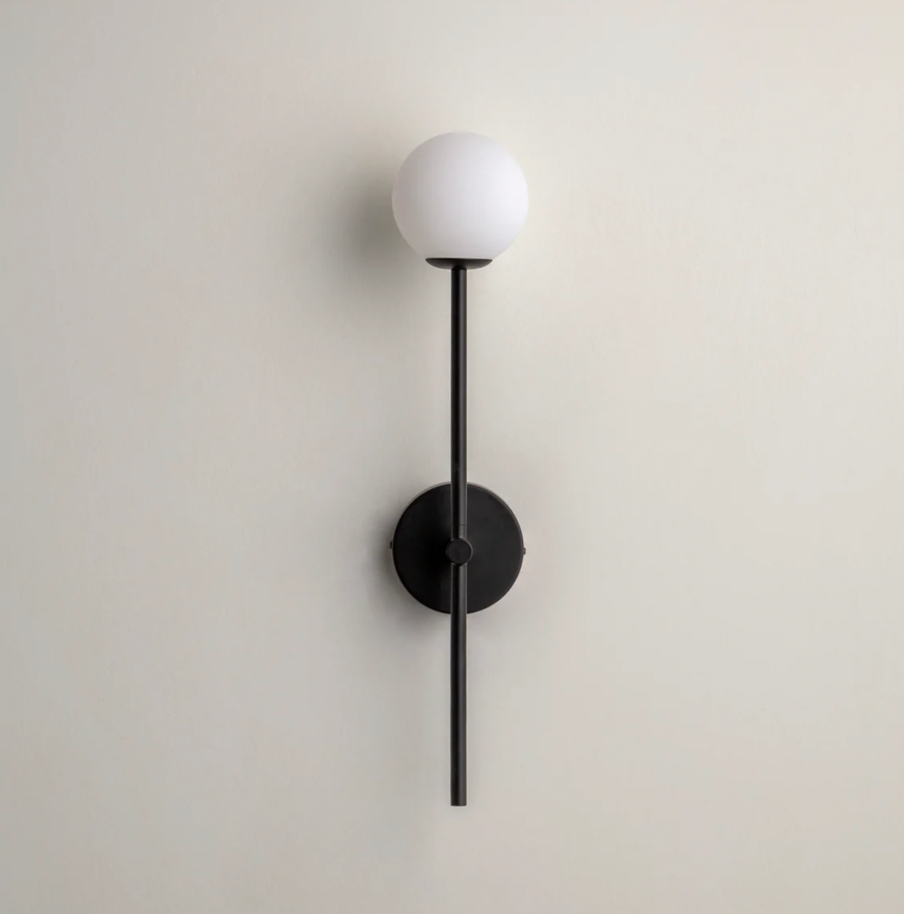 Chelso - matt black and opal wall light