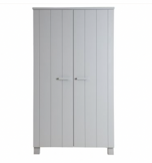 DENNIS WARDROBE PINE CONCRETE GREY BRUSHED [FSC], 202x111x55cm