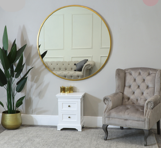 Extra Large Round Gold Wall Mirror 120cm x 120cm