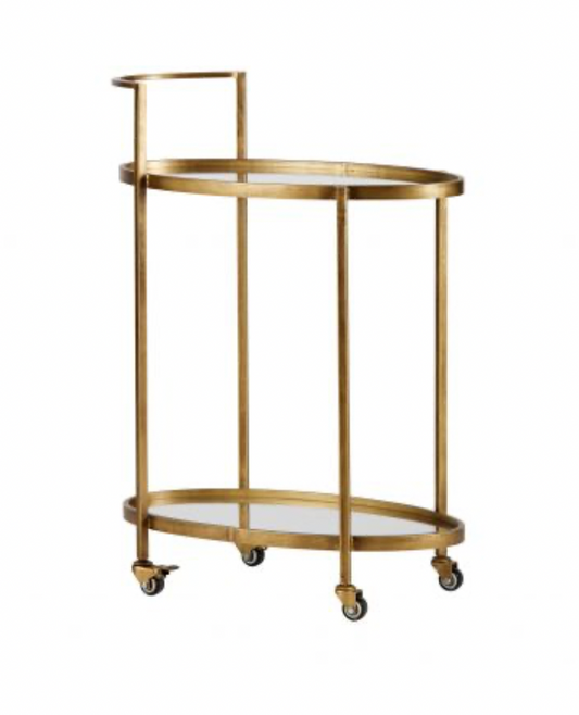 PUSH TROLLEY METAL ANTIQUE BRASS