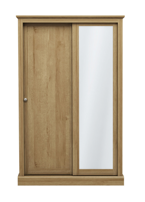 Devon Oak 2 Door Sliding Wardrobe, 113.8x181.6x57.7cm