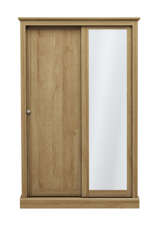 Devon Oak 2 Door Sliding Wardrobe, 113.8x181.6x57.7cm