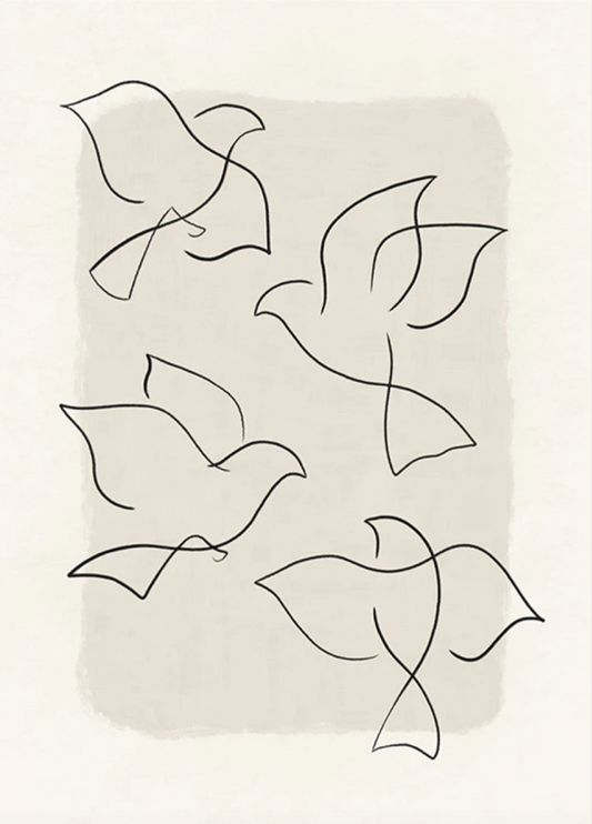 Line Art Birds Poster 