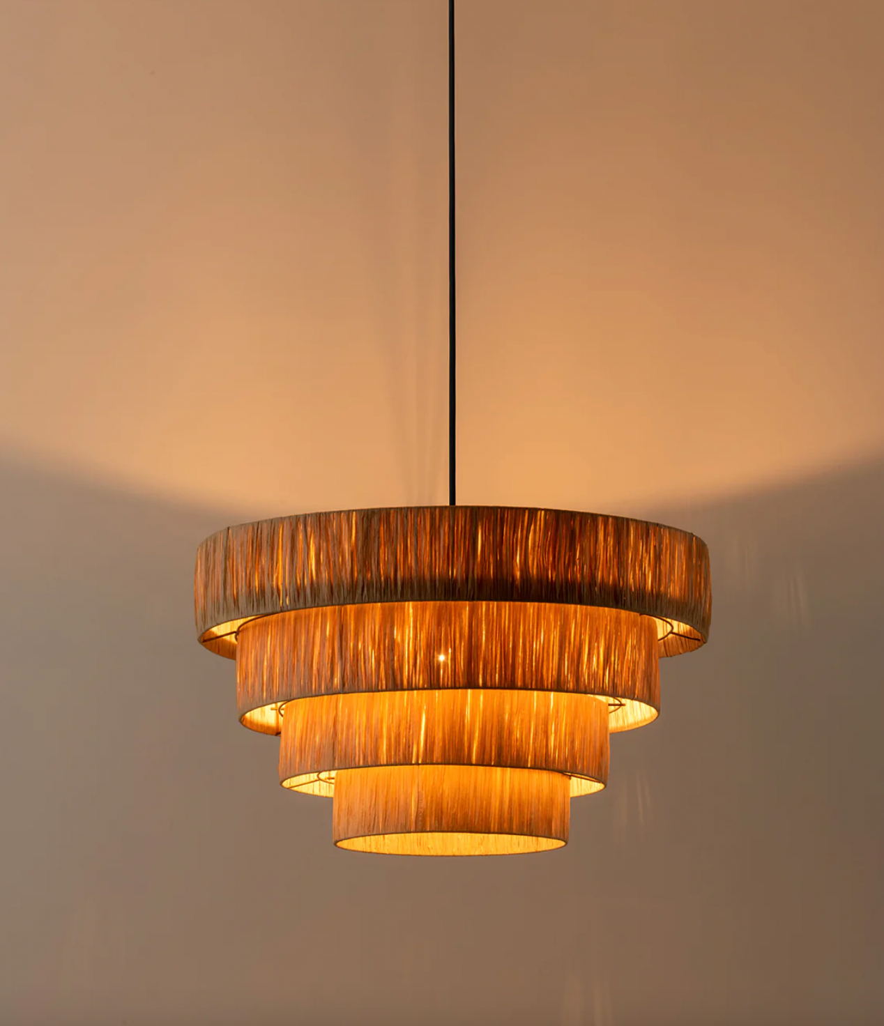 Fia - large 4 tier raffia easy fit lampshade
