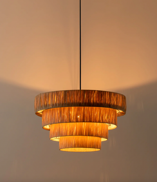 Fia - large 4 tier raffia easy fit lampshade