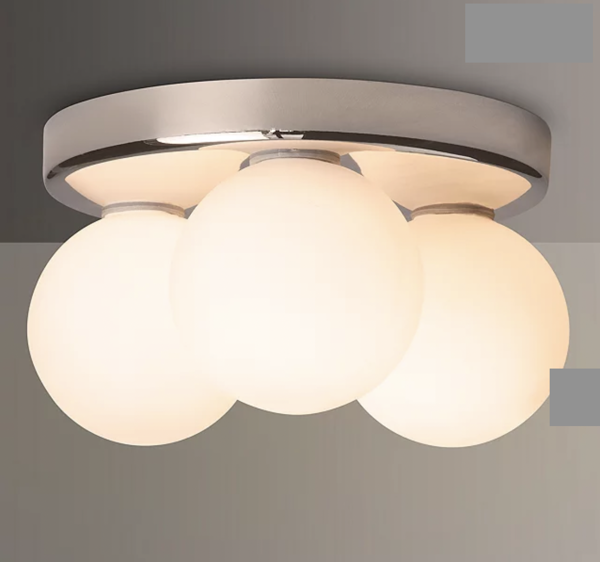 John Lewis Harlow Semi Flush Bathroom Ceiling Light, Chrome, 13x21cm