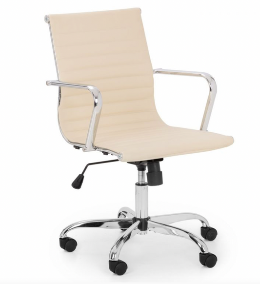 Gio Office Chair - Ivory & Chrome, 58x56x98cm